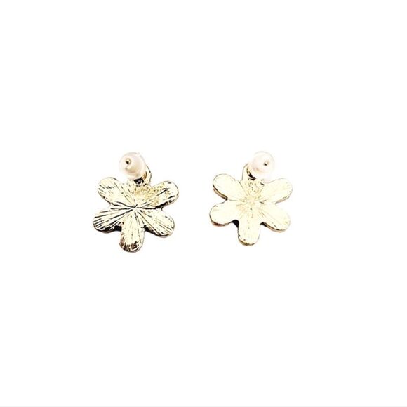 💖 2/$30 Gold tone Flower Rhinestone Cute small dainty Stud cocktail Earrings - Picture 8 of 8